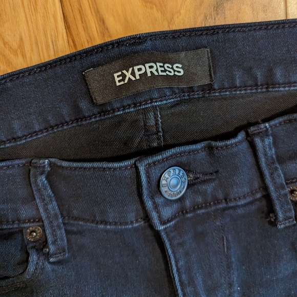 Express Mid Rise Dark Wash Supersoft Womens Skinny Jean Leggings Size 10R - Picture 10 of 13